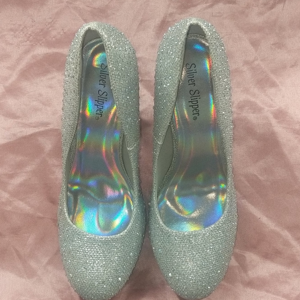 Sparkly Silver Heels
